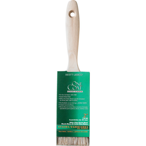 Pinceau pour murs et moulures One Coat, Soie blanche, Manche Bois, Largeur de 2" Sécurité Médic