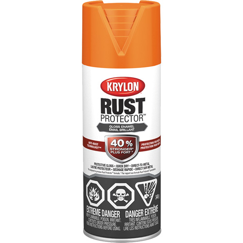 Rust Protector&reg; Enamel Paint, Orange, Gloss, 12 oz., Aerosol Can Sécurité Médic