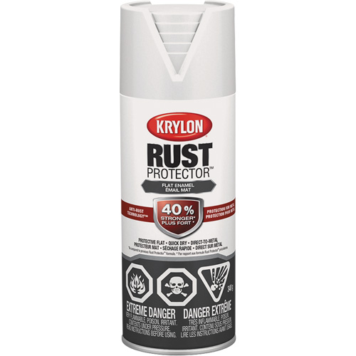Rust Protector&reg; Enamel Paint, White, Very Flat, 12 oz., Aerosol Can Sécurité Médic