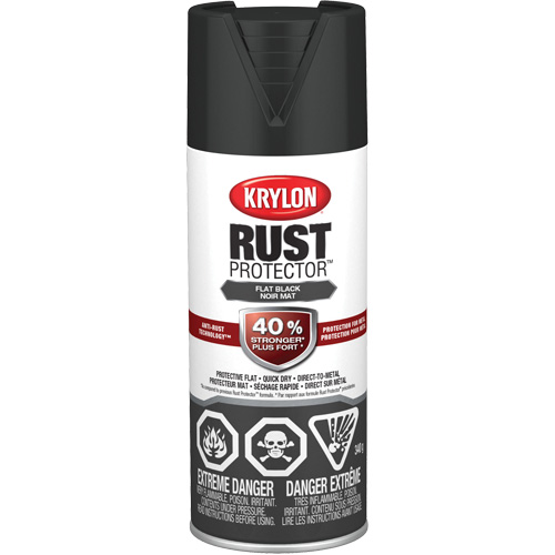 Rust Protector&reg; Enamel Paint, Black, Very Flat, 12 oz., Aerosol Can Sécurité Médic