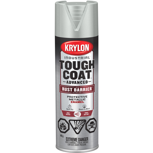 Peinture Tough Coat avec technologie Rust Barrier, Aluminium, M&eacute;tallique, 425 g, Canette a&eacute;rosol Sécurité Médic