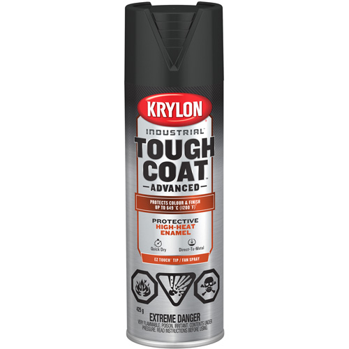 Peinture industrielle &agrave; chaleur &eacute;lev&eacute;e Tough Coat Advanced, Noir haute temp&eacute;rature, Plat, 425 g, Canette a&eacute;rosol Sécurité Médic
