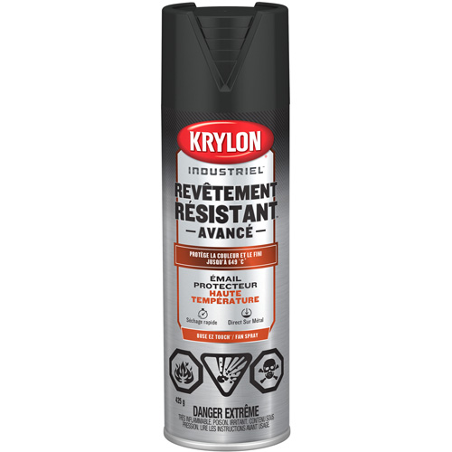 Peinture industrielle &agrave; chaleur &eacute;lev&eacute;e Tough Coat Advanced, Noir haute temp&eacute;rature, Plat, 425 g, Canette a&eacute;rosol Sécurité Médic