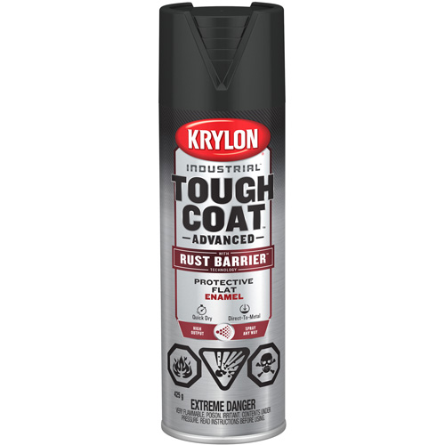 Tough Coat&reg; Advanced Paint with Rust Barrier Technology, Black, Flat, 425 g, Aerosol Can Sécurité Médic