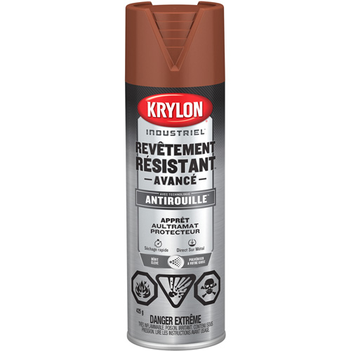 Peinture Tough Coat avec technologie Rust Barrier, Appr&ecirc;t oxyde rouge, Ultra-mat, 425 g, Canette a&eacute;rosol Sécurité Médic