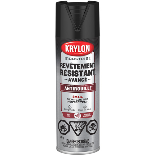 Peinture Tough Coat avec technologie Rust Barrier, Noir, Semi-brillant, 425 g, Canette a&eacute;rosol Sécurité Médic