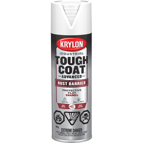 Tough Coat&reg; Advanced Paint with Rust Barrier Technology, White, Flat, 425 g, Aerosol Can Sécurité Médic