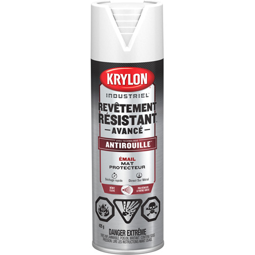 Tough Coat&reg; Advanced Paint with Rust Barrier Technology, White, Flat, 425 g, Aerosol Can Sécurité Médic