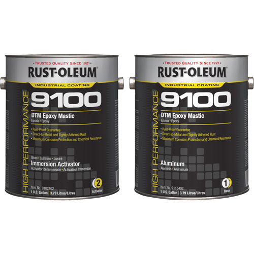 Ensemble de base et d'activateur pour mastic &eacute;poxy DTM du syst&egrave;me 9100, Aluminium, Gallon Sécurité Médic