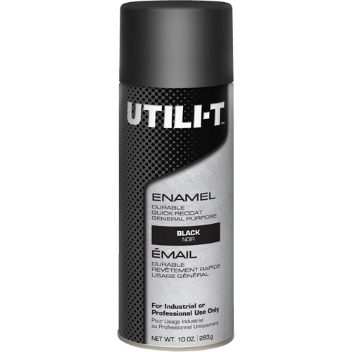 Peinture-&eacute;mail en a&eacute;rosol polyvalent UTILI-T, Noir, Brillant, 10 oz/283 g, Canette a&eacute;rosol Sécurité Médic