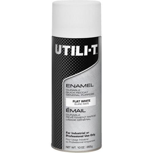 Peinture-&eacute;mail en a&eacute;rosol polyvalent UTILI-T, Blanc, Plat, 10 oz/283 g, Canette a&eacute;rosol Sécurité Médic
