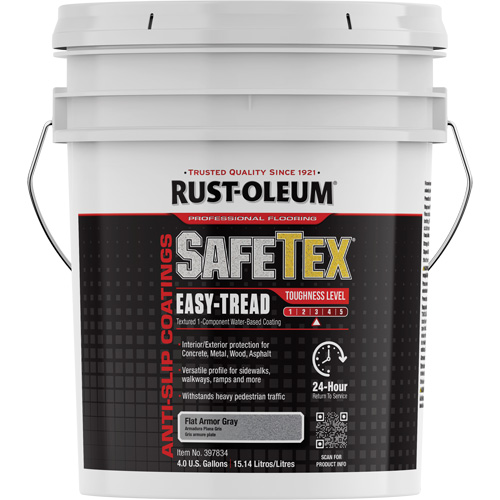 SafeTex&reg; Easy-Tread Acrylic Coating, 4 gal., Water-Based, Flat/Textured, Grey Sécurité Médic