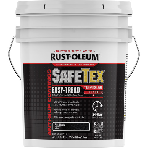 SafeTex&reg; Easy-Tread Acrylic Coating, 4 gal., Water-Based, Flat/Textured, Black Sécurité Médic