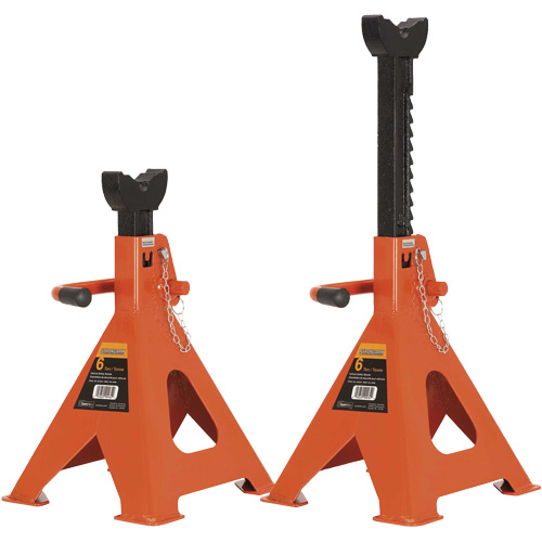 856A Jack Stands, Locking Handle/Ratchet, 6 Ton(s) Capacity, 15-1/2" - 24" H Sécurité Médic