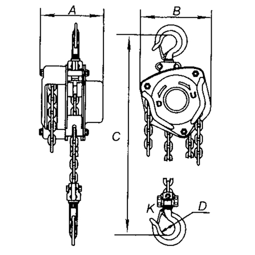 Chain Hoist, 10' Lift, 1000 lbs. Capacity, Alloy Steel Chain Sécurité Médic