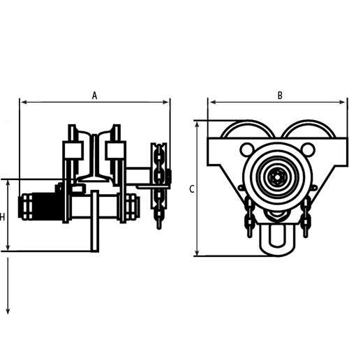Adjustable Trolleys, 1000 lbs. (0.5 tons) Capacity, 2-11/16" - 5-1/4" Sécurité Médic
