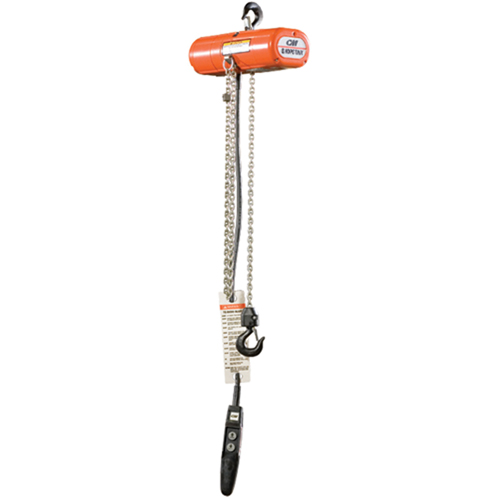 ShopStar Electric Hoists, 10' Lift, 600 lbs. (0.3 tons) Capacity, 20 FPM Sécurité Médic
