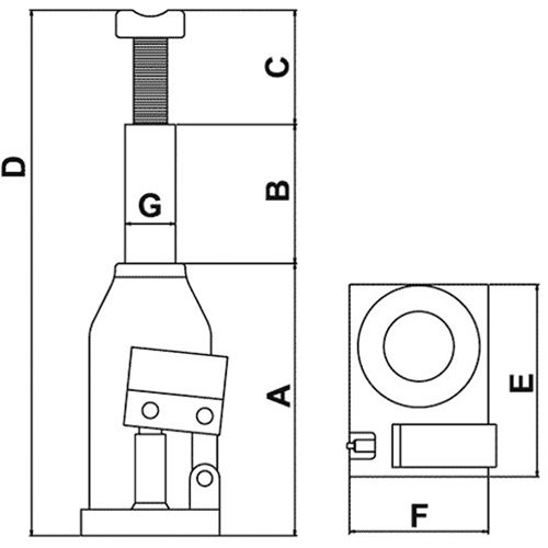 Bottle Jack, 3 tons, 12-4/5" Raised Height Sécurité Médic