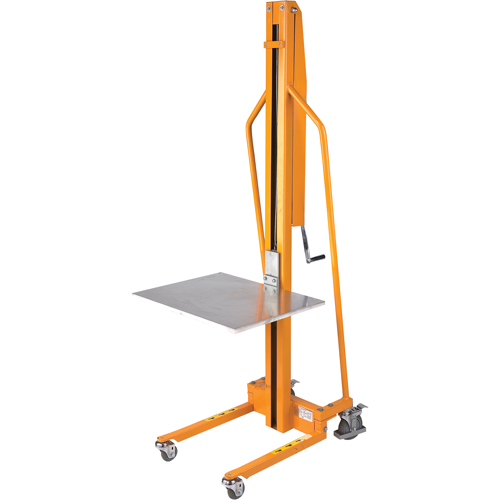 Platform Lift Stacker, Hand Winch Operated, 220 lbs. Capacity, 58-1/2" Max Lift Sécurité Médic