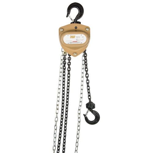Heavy-Duty Gold Series Chain Hoist, 10' Lift, 2000 lbs. (1 tons) Capacity, Alloy Steel Chain Sécurité Médic