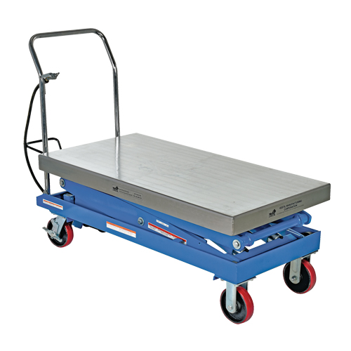 Pneumatic Hydraulic Scissor Lift Table, Steel, 47-1/4" L x 24" W, 1500 lbs. Cap. Sécurité Médic
