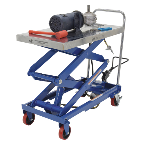 Pneumatic Hydraulic Scissor Lift Table, Steel, 35-1/2" L x 20" W, 800 lbs. Cap. Sécurité Médic