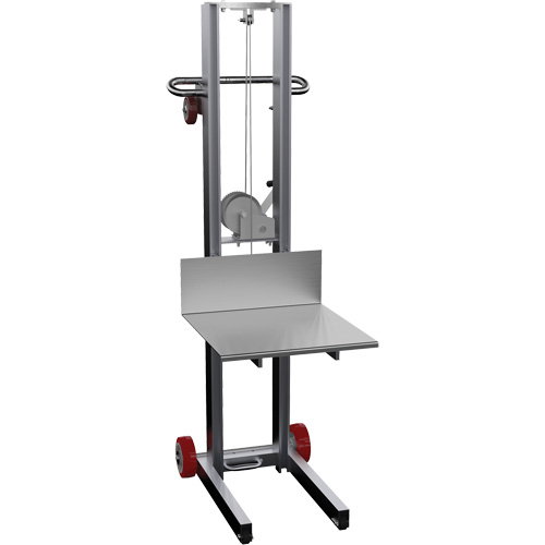 Empileur &agrave; plateforme, M&eacute;canisme Treuil manuel, Capacit&eacute; de 400 lb, Levage max de 58" Sécurité Médic