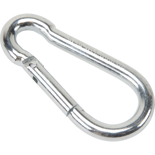 Mousqueton zingu&eacute;, 500 lb (0,25 tonne) Charge d'utilisation max., 5/16" Taille, 1/2" Oeil Sécurité Médic