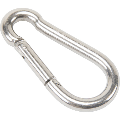 Mousqueton en acier inoxydable, 770 lb (0,385 tonne) Charge d'utilisation max., 3/8" Taille, 5/8" Oeil Sécurité Médic
