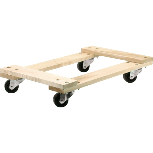 Wood Dollies - Medium-Duty, Polyolefin Wheels, 900 lbs. Capacity, 18" W x 24" D x 7" H Sécurité Médic