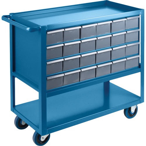 Drawer Shelf Cart, 1200 lbs. Capacity, Steel, 18" x W, 35" x H, 36" D, Rubber Wheels, All-Welded, 24 Drawers Sécurité Médic