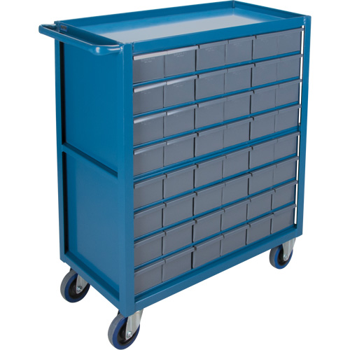 Drawer Shelf Cart, 1200 lbs. Capacity, Steel, 18" x W, 35" x H, 36" D, Rubber Wheels, All-Welded, 48 Drawers Sécurité Médic