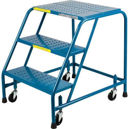 CSA-Certified Rolling Step Ladder, 3 Steps, 22" Step Width, 28" Platform Height, Steel Sécurité Médic
