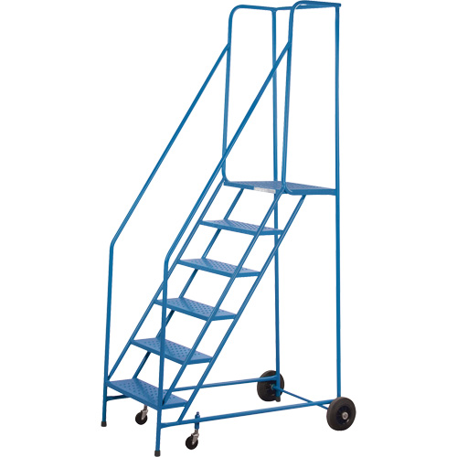 CSA-Certified Rolling Step Ladder, 6 Steps, 22" Step Width, 55" Platform Height, Steel Sécurité Médic
