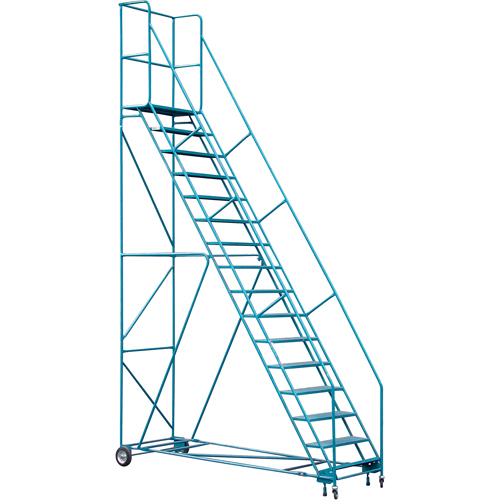 CSA-Certified Rolling Step Ladder with Locking Step, 16 Steps, 30" Step Width, 144" Platform Height, Steel Sécurité Médic