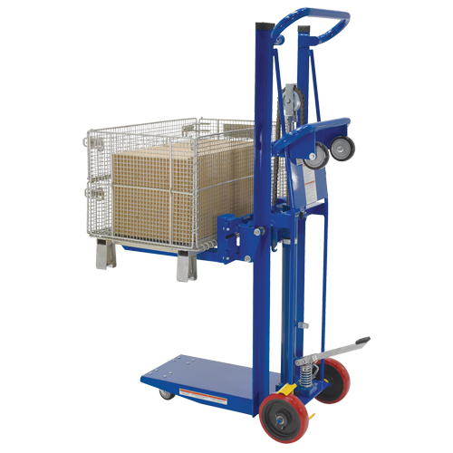 Empileur &agrave; plateforme, M&eacute;canisme Pompe au pied, Capacit&eacute; de 750 lb, Levage max de 52" Sécurité Médic