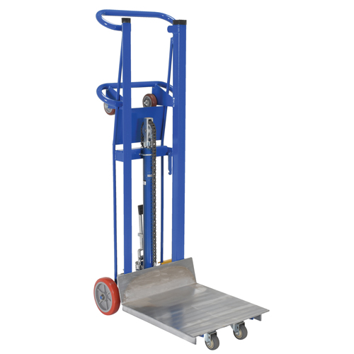 Gerbeur &agrave; plateforme hydraulique, M&eacute;canisme Pompe au pied, Capacit&eacute; de 750 lb, Levage max de 52" Sécurité Médic