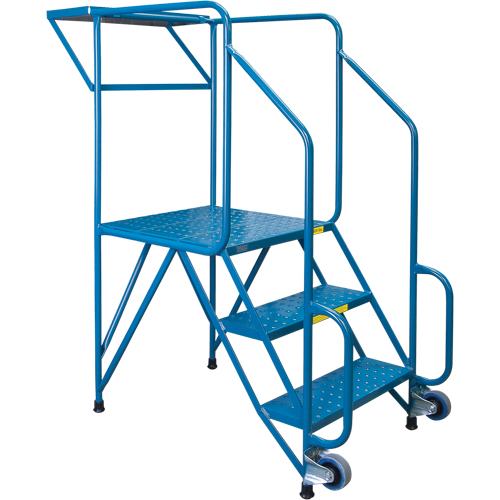 Mechanics/Maintenance Rolling Ladder, Steel, 3 Steps, 28" Platform Height Sécurité Médic