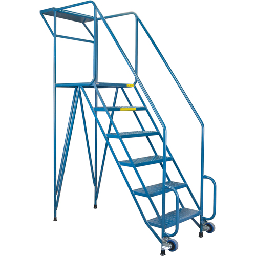 Mechanics/Maintenance Rolling Ladder, Steel, 6 Steps, 57" Platform Height Sécurité Médic