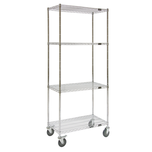 Wire Shelf Cart, Chrome Plated, 36" x 80" x 18", 800 lbs. Capacity Sécurité Médic