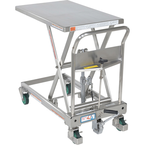 Table &eacute;l&eacute;vatrice hydraulique &agrave; ciseaux, 31-1/2" lo x 19-1/2" la, Acier inoxydable, Capacit&eacute; 550 lb Sécurité Médic
