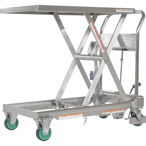 Table &eacute;l&eacute;vatrice hydraulique &agrave; ciseaux, 31-1/2" lo x 19-1/2" la, Acier inoxydable, Capacit&eacute; 550 lb Sécurité Médic