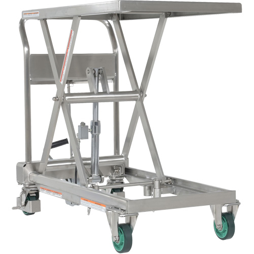 Table &eacute;l&eacute;vatrice hydraulique &agrave; ciseaux, 31-1/2" lo x 19-1/2" la, Acier inoxydable, Capacit&eacute; 550 lb Sécurité Médic