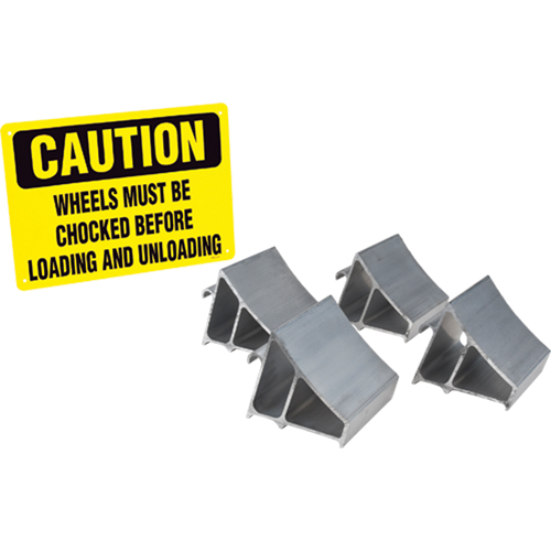 Aluminum Wheel Chock Kit, 7" W x 6" D x 6" H Sécurité Médic