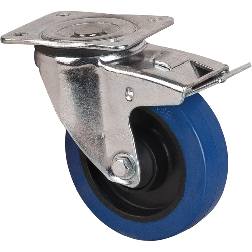 Blue Caster, Swivel with Brake, 5" (127 mm), Rubber, 400 lbs. (181 kg.) Sécurité Médic