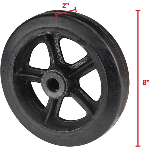Roue en caoutchouc moul&eacute;, 8" (203 mm) dia. x 2" (51 mm) la, Capacit&eacute; de 400 lb (181 kg) Sécurité Médic