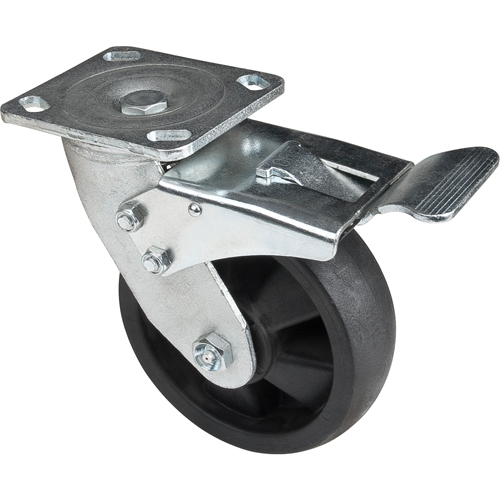 Roulettes haute temp&eacute;rature, Pivotant avec frein, 6" (152,4 mm), Nylon, 880 lb (399 kg) Sécurité Médic