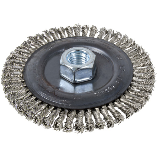 Stringer Bead Brush, 5" Dia., 0.022" Fill, 5/8"-11 Arbor, Stainless Steel Sécurité Médic