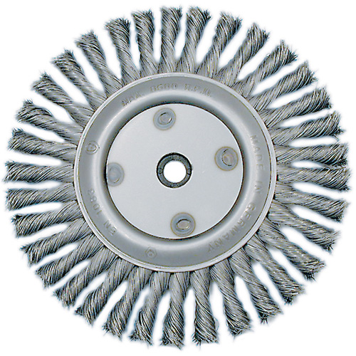Knot Twisted Wire Wheel, 6" Dia., 0.02" Fill, 5/8"-1/2 Arbor, Steel Sécurité Médic