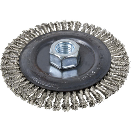 Stringer Bead Brush, 4" Dia., 0.022" Fill, 5/8"-11 Arbor, Stainless Steel Sécurité Médic